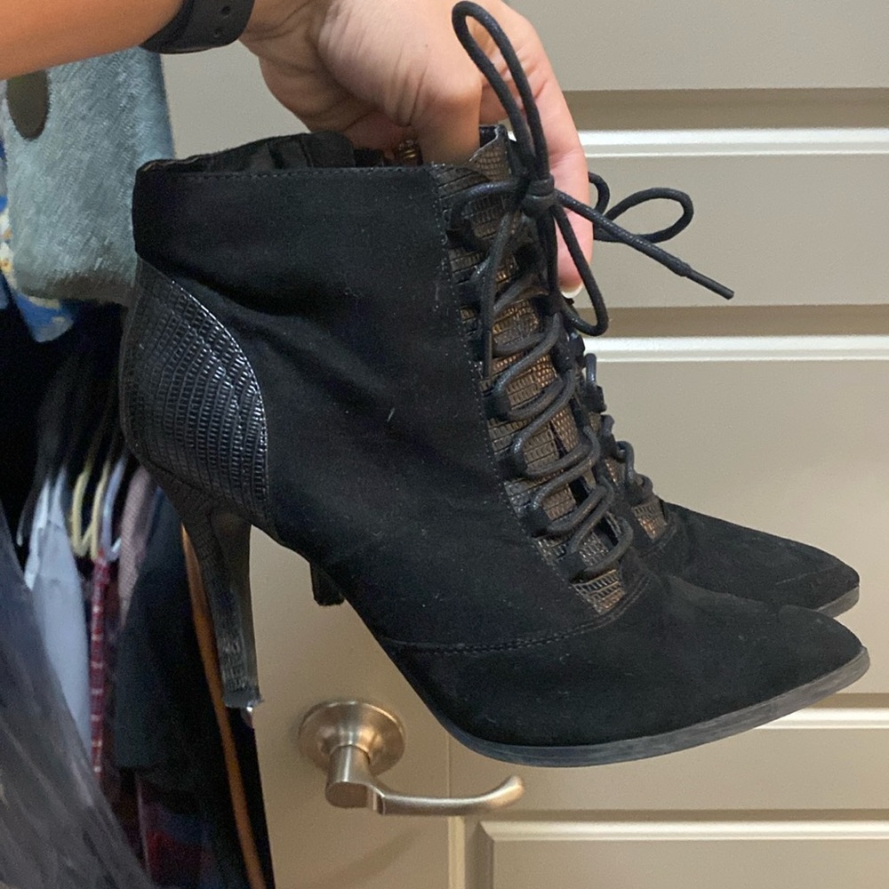 Black heeled booties
